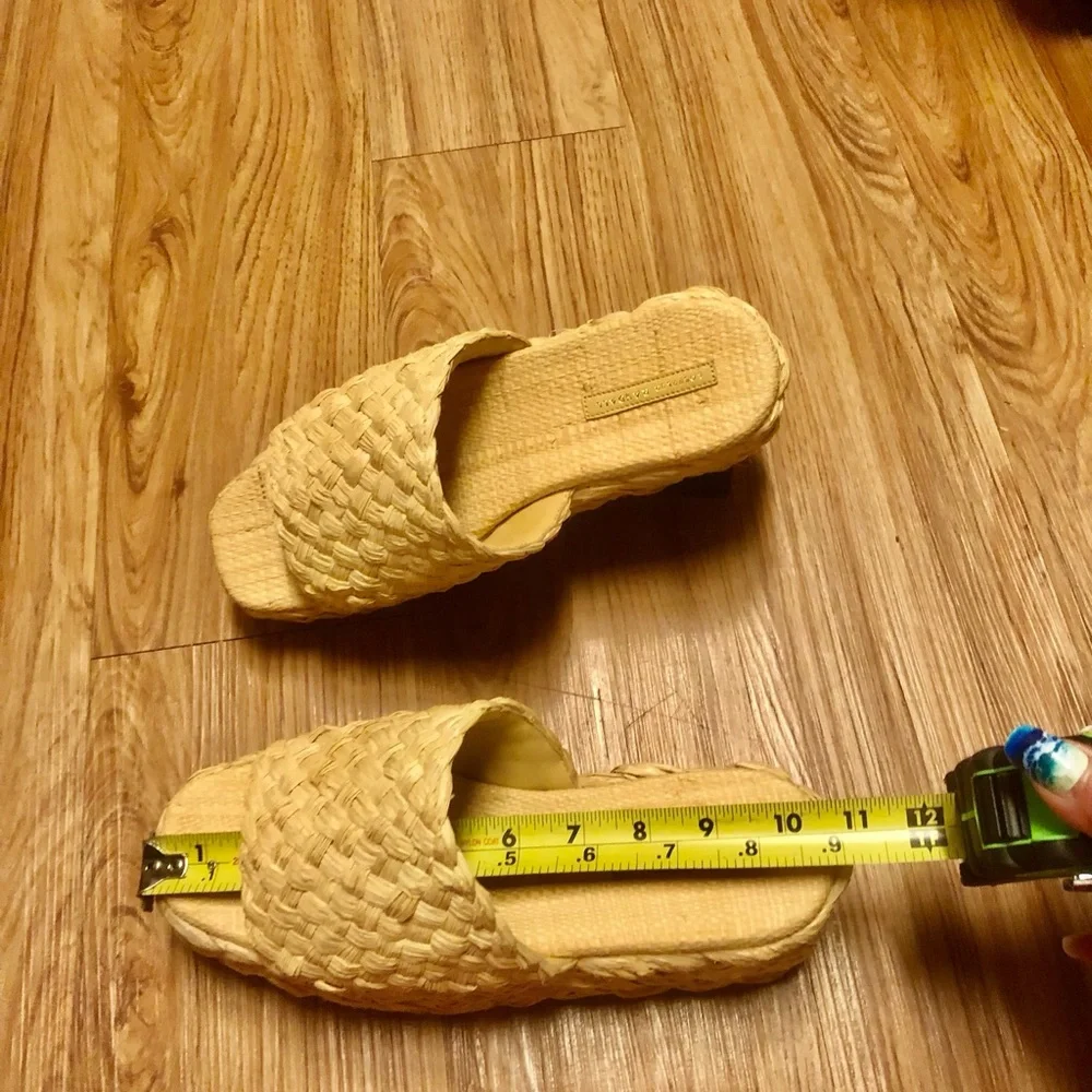 NWOB Loeffler Randall Natural Woven RAFFIA Aaron Platform Slide Sandals